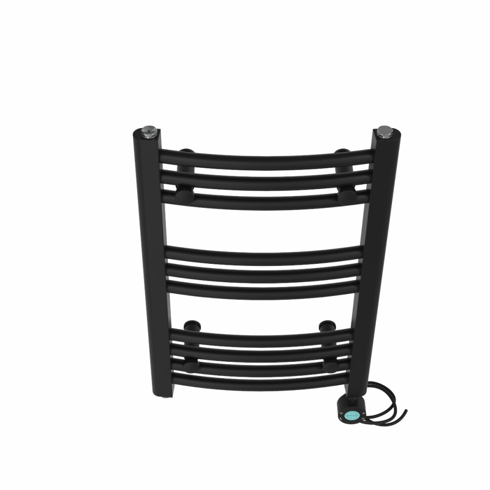 Right Radiators Prefilled Thermostatic Wifi Electric Heated Towel Rail Curved Bathroom Ladder Warmer - Black 600X400 Mm 5063123448260