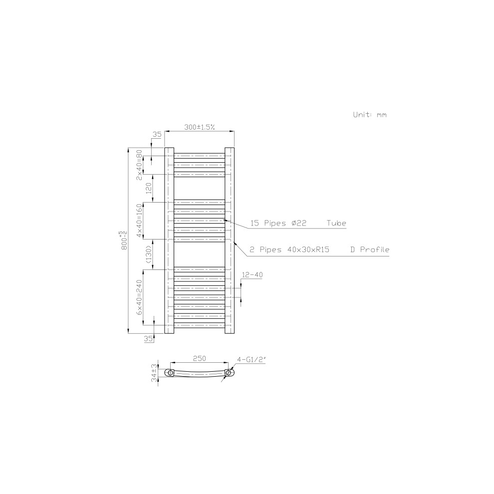 Right Radiators 800X300 Mm Curved Heated Towel Rail Radiator Bathroom Ladder Warmer Anthracite 5063123419925