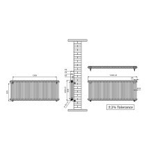(600x1460mm) Right Radiators Traditional Double Column Vertical Cast Iron Style Radiator White with Angled Thermostatic Valve