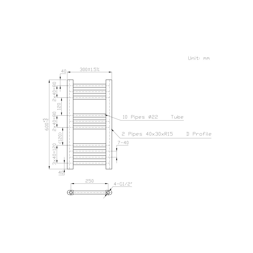 Right Radiators 600X300 Mm Straight Heated Towel Rail Radiator Bathroom Ladder Warmer White 5063123420877