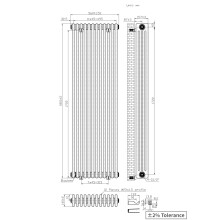 (1800x560mm) Right Radiators Traditional 4 Column Vertical Cast Iron Style Radiator Black with Angled Thermostatic Valve