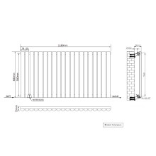 Right Radiators 600x1180mm Horizontal Single Oval Column Designer Radiator White