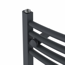 Right Radiators Prefilled Thermostatic Electric Heated Towel Rail Curved Bathroom Ladder Warmer - Anthracite 1200x600 mm