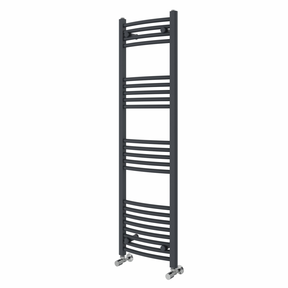 (1400X400mm) Right Radiators Curved Heated Towel Rail Radiator With Chrome Angled Lockshield Valves 5063123995283
