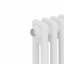 (300x425mm) Right Radiators Traditional Double Column Vertical Cast Iron Style Radiator White with Angled Thermostatic Valve
