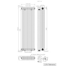 Right Radiators 1500x470 mm Vertical Traditional 4 Column Cast Iron Style Radiator White