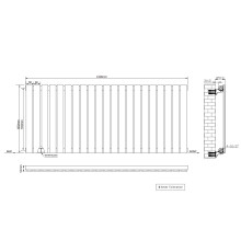 Right Radiators 600x1428 mm Horizontal Single Flat Panel Designer Radiator Black