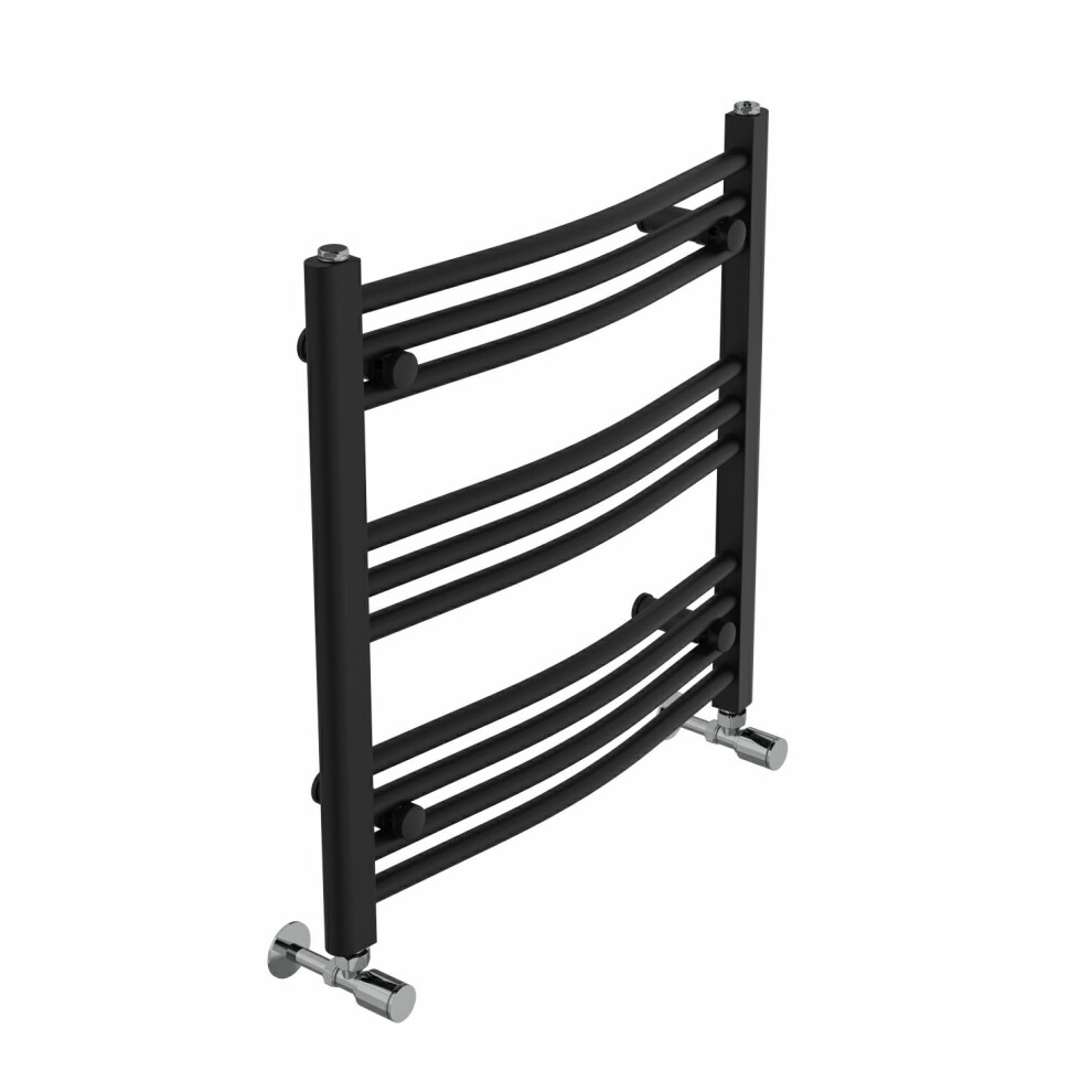 Right Radiators 600X600 Mm Curved Heated Towel Rail Radiator Bathroom Ladder Warmer Black 5063123419895