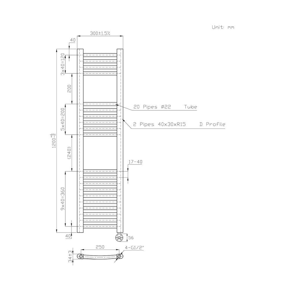 Right Radiators Prefilled Thermostatic Electric Heated Towel Rail Curved Ladder Warmer Rads - Anthracite 1200X300 Mm 5063123451413