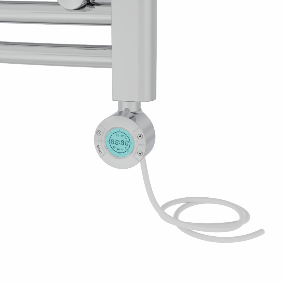 Right Radiators Prefilled Thermostatic Electric Heated Towel Rail Curved Bathroom Ladder Warmer - Chrome 1600X600 Mm 5063123446396