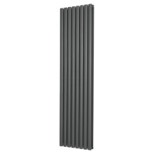 (1600x472mm) Right Radiators Horizontal Vertical Oval Column Designer Radiator Double Panel Anthracite+Angled TRV & Lockshield Valve