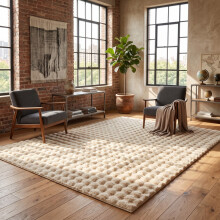 (6ft 7in x 9ft 6in (200x290cm), Beige) Bubble Shaggy Rug Thick Non Slip Faux Fur Fluffy Carpet for Living Room Bedrooms | 700GSM Premium Quality