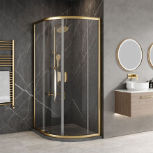 1000x800x1850mm Offset Quadrant Shower Enclosure - Brushed Brass Frame