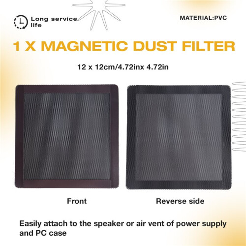 Computer Case Magnetic Dust Filter Mesh PC Case Cooling Fan Computer Guard Cover Horn Net 12 X 12cm 2