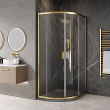 1200x800x1850mm Offset Quadrant Shower Enclosure - Brushed Brass Frame