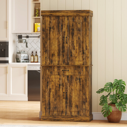 Homcom HOMCOM 180cm Kitchen Pantry, KitchenStorage Cabinet with Shelves, Brown 1