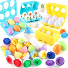 (white smart) 6PC Baby Early Learning Smart Eggs Simulation Twisted Eggs Shape Vegetable Matching Toy Educational