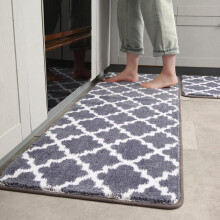 (Grey, 43x122cm) Nordic Style Long Kitchen Mat Absorbent Oil-Proof Non-Slip Floor Mat for Home Bedroom Bathroom Entryway Rug Washable Doormat