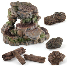 (Small stump 23.8g) Jurassic Dinosaur Forest Scene Playset Simulation Cave Plastic Rock Tree Stump Model Kids Toy Decoration