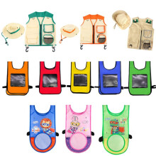 (large yellow + 5 balls) Kids Outdoor Explorer Vest Set - Sticky Ball Vest Hat Outdoor Game Toy Boys Girls Adventure Gear Multicolor
