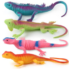 (4 Pack 265g) Squeeze Soft Rubber Forest Lizard Chameleon Model Reptile Kids Toy Decoration Realistic Squishy Toy with Sound