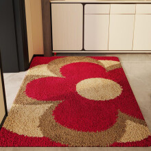 (Red big flower) Chinese Style Entrance Mat, Outdoor/Indoor Door Mat, Dirt Trap, Non-Slip, Absorbent, Durable, Home Decoration, 40x60cm