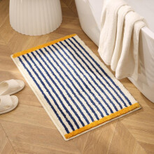 (Blue plaid) 40x60cm Bathroom Door Mat Absorbent Non-Slip Shaggy Rug Bedside Carpet for Bedroom Living Room Simple Modern