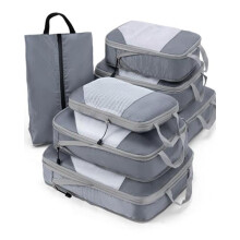 (blue) Travel Compression Storage Bags 7 Set Luggage Packing Cubes for Clothes Organization Waterproof Dustproof