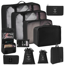 (Gray) Travel Packing Cubes 7 Set, Clothes Organizer Bags for Suitcase Luggage, Portable Storage Bags for Clothes Socks Underwear