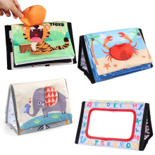 (owl) Baby Folding Calendar Cloth Book 0-3 Years Old Early Learning Toy Haha Mirror Animal Color English Cognition Portable