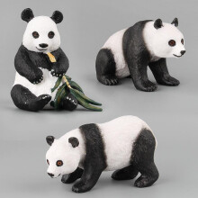 (Squatting) Solid Wildlife Zoo Model Panda Animal Toy 7-Piece Set Realistic Animal Figures Kids Educational Toy Eco-Friendly PVC Material Gift Box