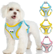(Pink, S bust 36-40cm 2-3kg) Cartoon Big Eyes Harness for Small Dogs Teddy Bichon Vest Style Dog Leash Puppy Chest Strap