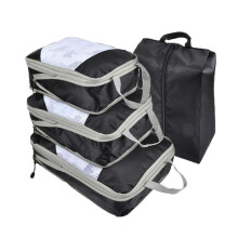 (Red) Travel Compression Packing Cubes 4 Set with Digital Bag Toiletry Cosmetics Organizer Luggage Storage Bags