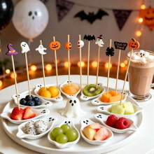 (Halloween) Halloween Creative Fruit Picks Disposable Bamboo Skewers for Dessert BBQ Party Holiday Decoration