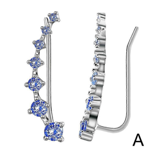 (One size, Black) Women Statement Crystal Ear Climber Crawler Cuff Leaf Star Earrings NiceU:K
