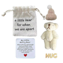 (1pcs, White) Mini Plush Bear Encouragement Card Hug Gift Set With Hat Card Souvenirs And L6I1