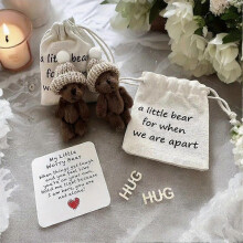 (1pcs, light brown) Mini Plush Bear Encouragement Card Hug Gift Set With Hat Card Souvenirs And L6I1