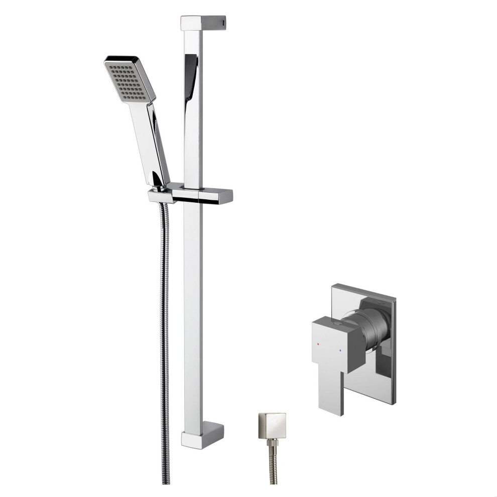 Balterley Ripple Concealed Square Manual Valve & Slide Rail Kit Shower Bundle Set - Chrome