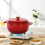 Round Casserole Dish Enamel Cast Iron 6QT with Silicone Gloves Deep Gradient Red 1