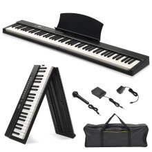 GPPS01-106/Y201 88 Key Folding Piano Semi-Weighted Digital Piano with Bluetooth MIDI and Headphone Bag for Piano Lover Black