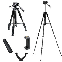 Telescopic Shooting & Camera Tripod Stand with V-Shape Holder, Phone Holder & Carry Bag