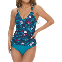 Dwuczęściowy Strój Kąpielowy Tankini Push Up Wyszczuplający Kolorowy S