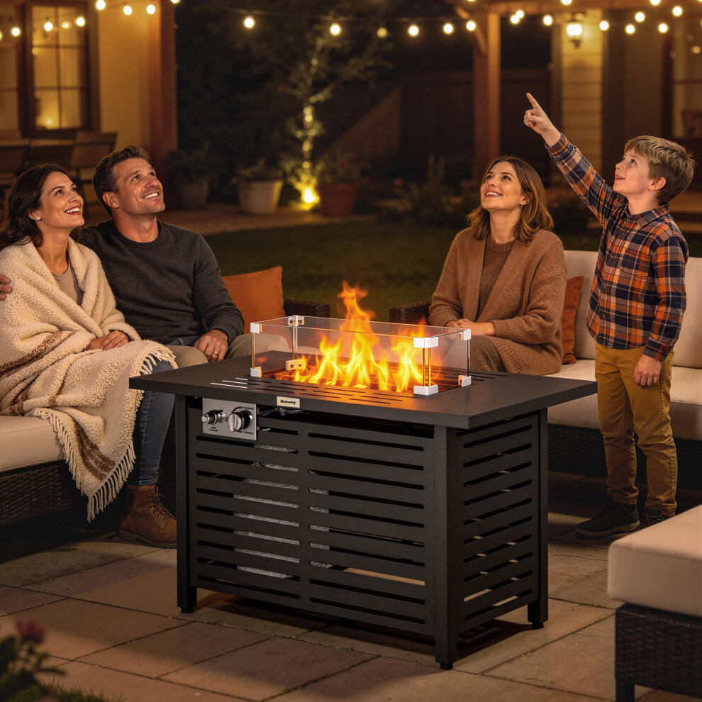 Outsunny Table W/ Rain Cover 50,000 Btu Outdoor Firepit