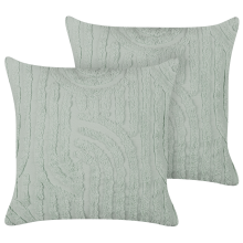 Set of 2 Decorative Cushions TELLIMA 45 x 45 cm Cotton Mint Green Geometric Pattern