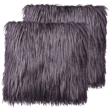 Set of 2 Decorative Cushions COROKIA 45 x 45 cm Faux Fur Dark Grey Solid