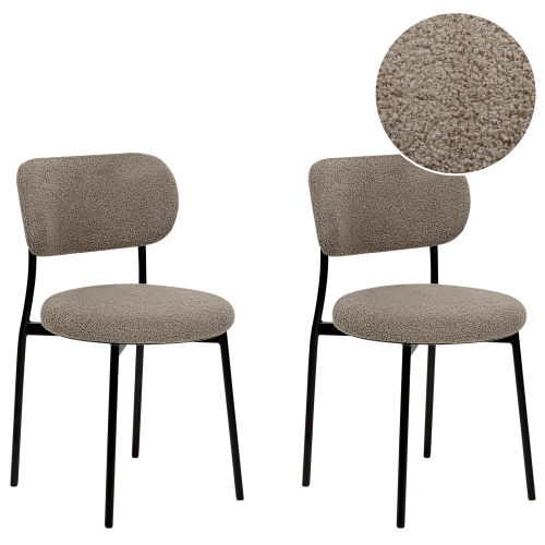Beliani Set of 2 Dining Chairs CASEY Boucle Taupe