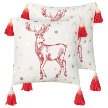 Set of 2 Decorative Cushions VALLOTA 45 x 45 cm Cotton White Christmas Motif