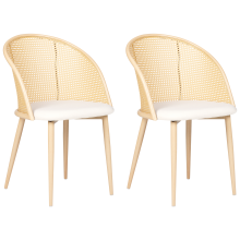 Set of 2 Dining Chairs CORNELL Metal Light Beige