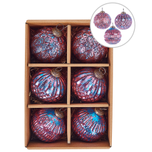 Set of 6 Baubles ASTRAL Glass Pink