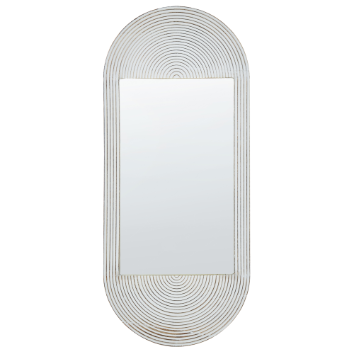 Beliani Wall Mirror BRIANT 56 cm x 130 cm Mango Wood White